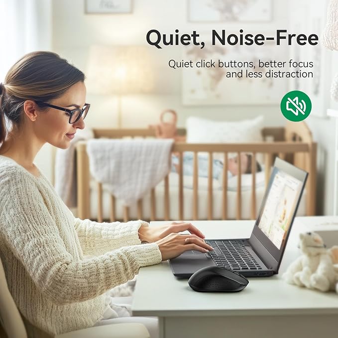 TECKNET Bluetooth Mouse, 4000DPI Silent Wireless Mouse for Laptop 2-in-1(BT5.0 & 2.4G) 5 Adjustable DPI, Compute Portable PC Mice with USB-A Receiver & 6 Buttons for Mac, 18 Months Battery