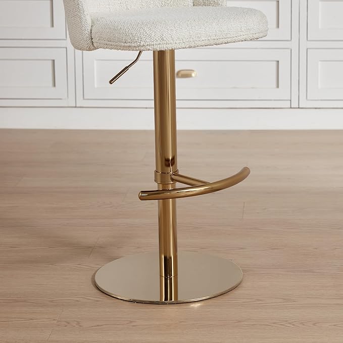 CHITA Adjustable Bar Stools Set of 2, Swivel Counter Height Stools with Stainless Steel Base for Bar, Kitchen Island, Dining Room, Gold