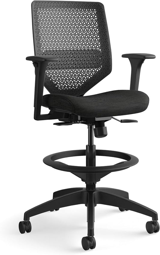HON Solve Standing Desk Chair, ReActiv High Back Support, Office Chair with Foot Rest, Ergonomic Office Chairs, Adjustable Height