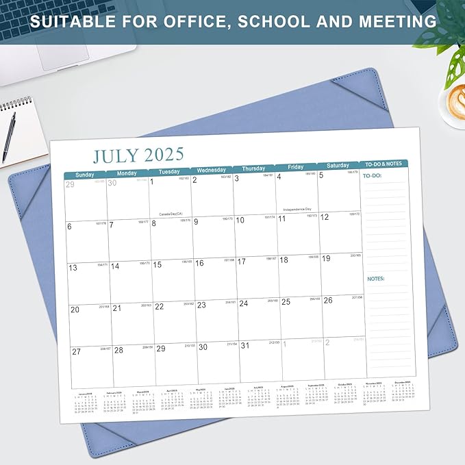 KOPEESY Desk Calendar 2025-2026, Academic Year Large Desk Calendar with Desktop Mat, 18 Months from July 2025 - December 2026, 22” x 17” Desktop Monthly Planner for Home or Office School