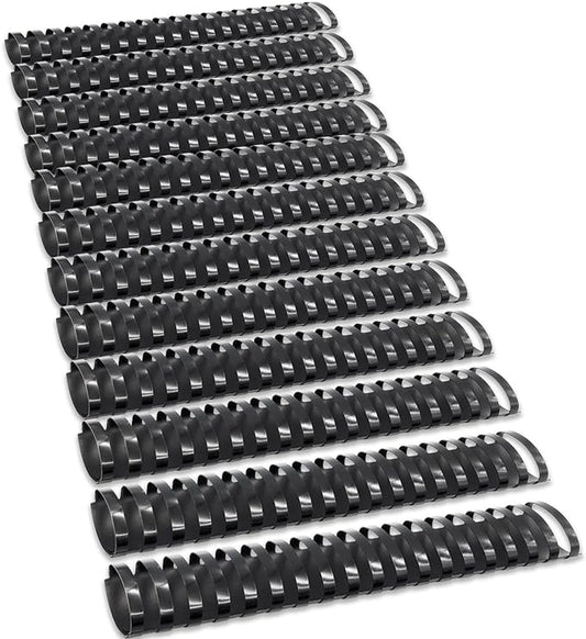Binditek 12 Pack Plastic Binding Comb Spines, 1-1/2 Inch Diameter, 310 Sheet Capacity, 19 Ring, for Letter Size, Black, for Students and Coworkers