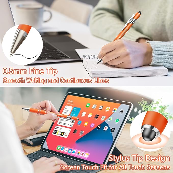 36 Pcs Motivational Pens Bulk, Inspirational Ink Pens with Stylus Tips, Positive Sayings Ballpoint Pen for Writing, Thank You Gifts for Men Women School Office, Black Ink