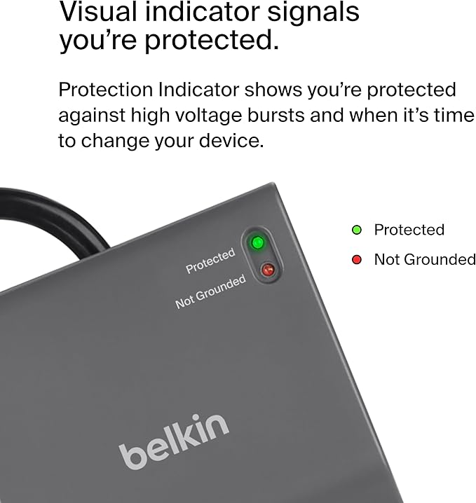 Belkin 12-Outlet Surge Protector Power Strip w/ 12 AC Outlets & 8ft Flat Plug, UL-listed Heavy-Duty Extension Cord for Home, Office, Travel, Computer, Laptop, Charger - 3,940 Joules of Protection