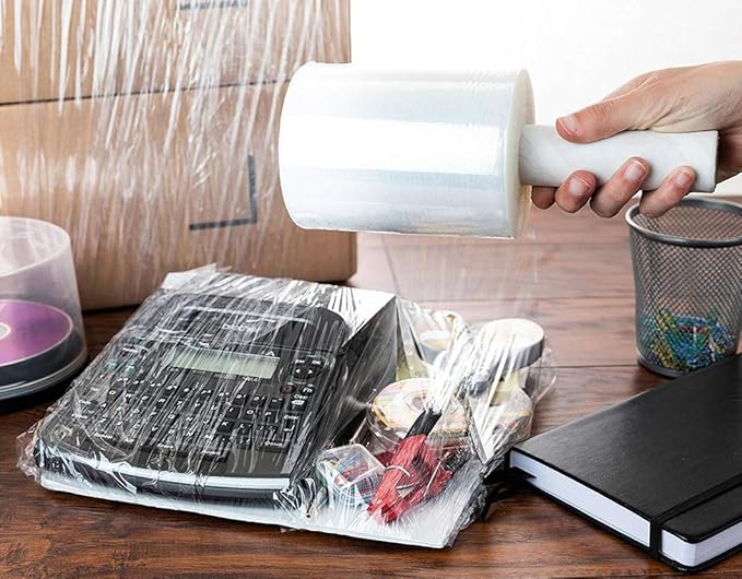 2 Pack Mini Hand Stretch Wrap 5" 1000 Ft Rolls PackageZoom Industrial Strength Clear Plastic Wrap for Box, Furniture Wrapping, 55 Gauge Shrink Wrap for Moving & Packing