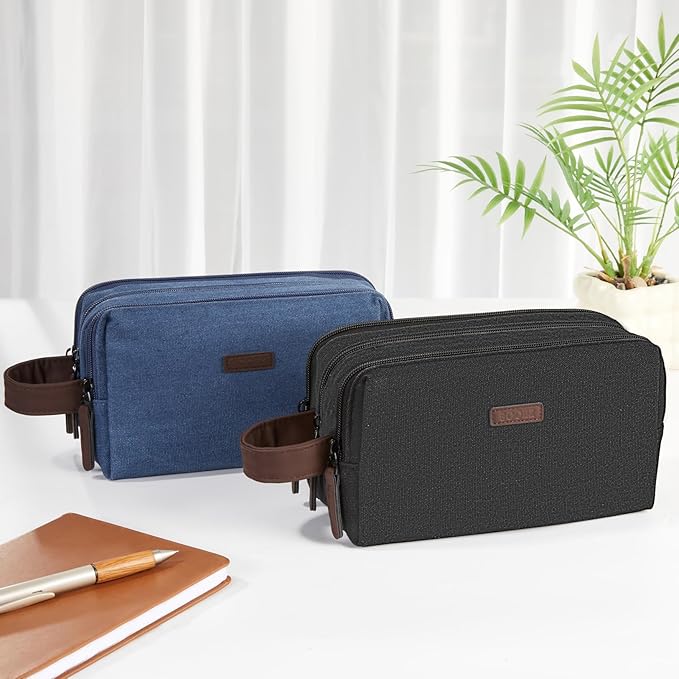 Sooez Large Pencil Case Pouch, Extra Big Pencil Pouch Pencil Bag with PU Handle & Zipper, Sturdy Pen Case with 3 Compartments, Aesthetic School College Supplies Organizer for Men Women Boys, Green