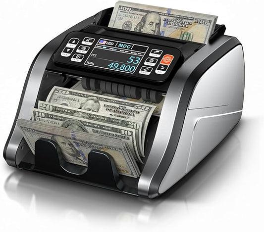 Aneken N60 Mixed Denomination Money Counter Machine, Value Counting, UV/MG/IR/DD Counterfeit Detection, 3.5" TFT Display Cash Counting Machine, Printer Enabled Bill Counter for Business