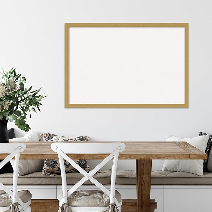 Amanti Art White Cork Board for Wall, 26x38 Vision Board with Gold Frame, Large Corkboard Office Decor for Home Organization, Casual Corkboard Pinboard to display items for home organization