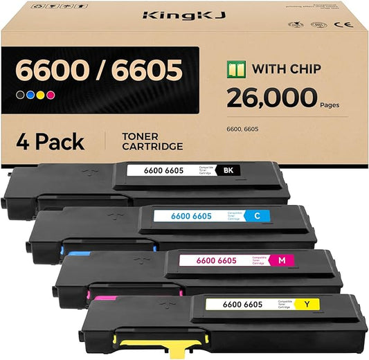 6600 6605 Toner Cartridge Set 4-Pack High Capacity Replacement for Xerox 106R02228 106R02225 106R02226 106R02227 Compatible with Xerox Phaser 6600 Workcenter 6605 Printer Ink Black Cyan Magenta Yellow