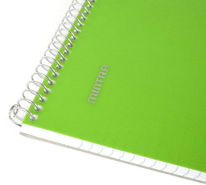 Mintra Office TOP BOUND Durable Spiral Notebooks (Green, College Ruled 3pk)