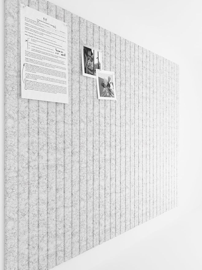 Bumusty Large Cork Board Alternative-47 x35 Felt Bulletin Board Tiles, with 30 Pushpins, 70 Adhesive Tabs, 12-Pack Slat Wall Paneling, Cork Boards for Office Push Pin Board Felt Board-Marble Gray