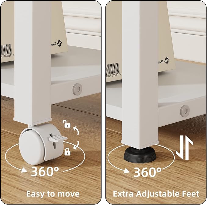 22"x15" Large Printer Stand with Storage Drawer, 2-Tier Under Desk Table for Home Office, Fits Fax Machine/3D Printer/Scanner (White)
