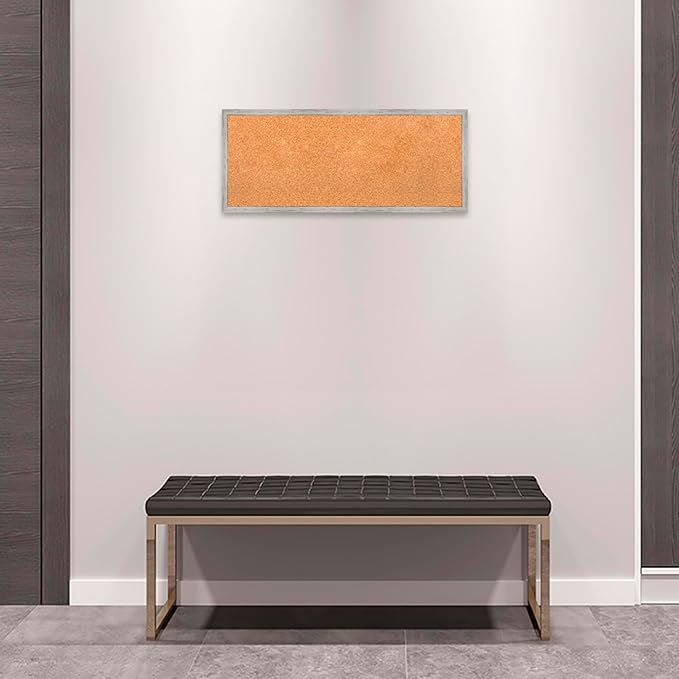 Amanti Art Natural Cork Board for Wall, 13x31 Vision Board with White Frame, Medium Corkboard Office Decor for Home Organization, Cottage Corkboard Pinboard to Display Items for Home Organization in