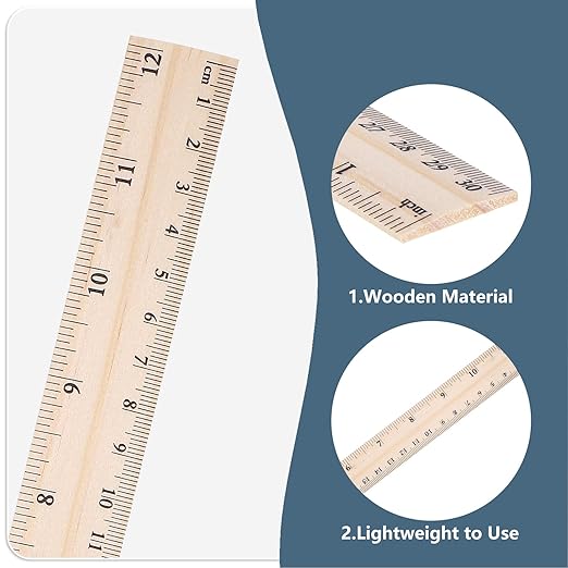 40 Pack Wooden Ruler 12 Inch, Rulers Bulk Wood Measuring Ruler for Students Teachers Classroom,2 Scale