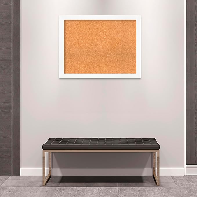 Amanti Art Natural Cork Board for Wall, 27x35 Vision Board with White Frame, Large Corkboard Office Decor for Home Organization, Modern Corkboard Pinboard to Display Items for Home Organization in