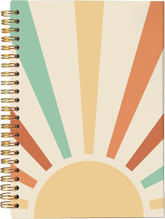 VNWEK Vintage Boho Notebook - Boho Journal, Boho Gifts for Women, Boho Office Supplies, Boho Sun Sunshine Spiral Notebook 5.5x8.3,Writing Notebooks