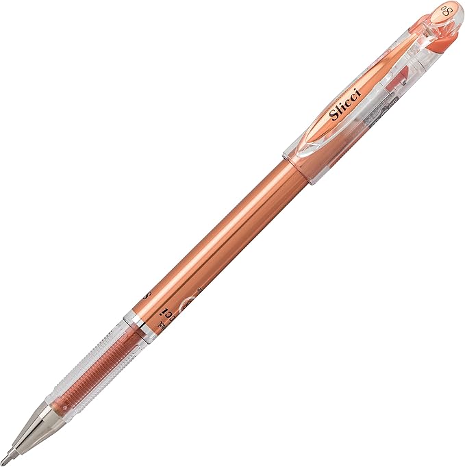 Pentel Arts Slicci Metallic 0.8 mm Needle Tip Gel Pen, Assorted Colors, 3 Pack (BG208BP3M)
