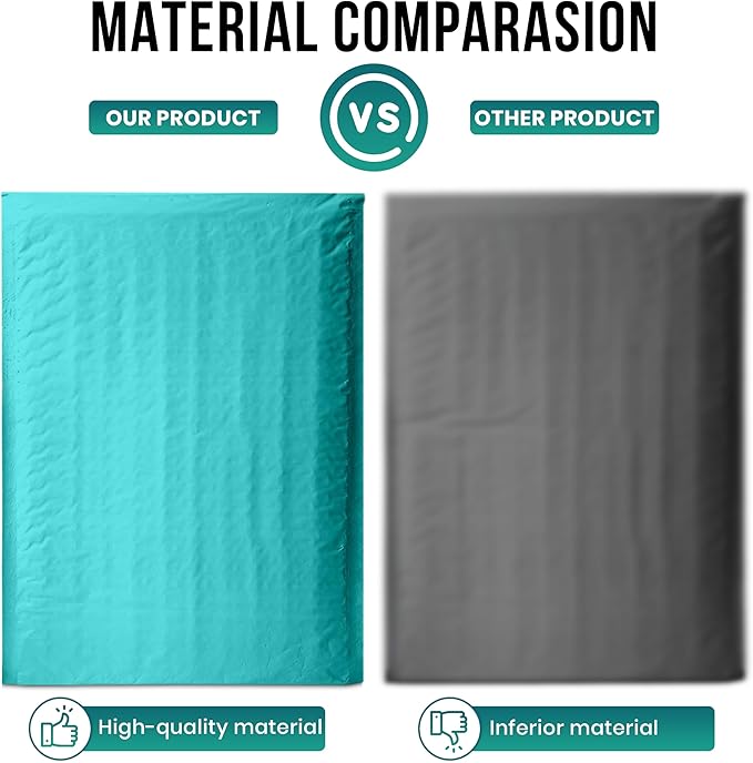 Levex - #000 4" x 8" [10 Pack] Teal Poly Bubble Mailers, Padded Envelope Mailers, Packing Envelope & Mailing Bags for Shipping