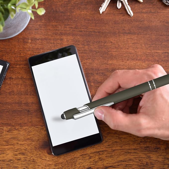 36 Pcs Blue Ink Ballpoint Pen with Stylus 2 in 1 Ballpoint Pen for Touch Screens School Office Coworkers (Coffee)