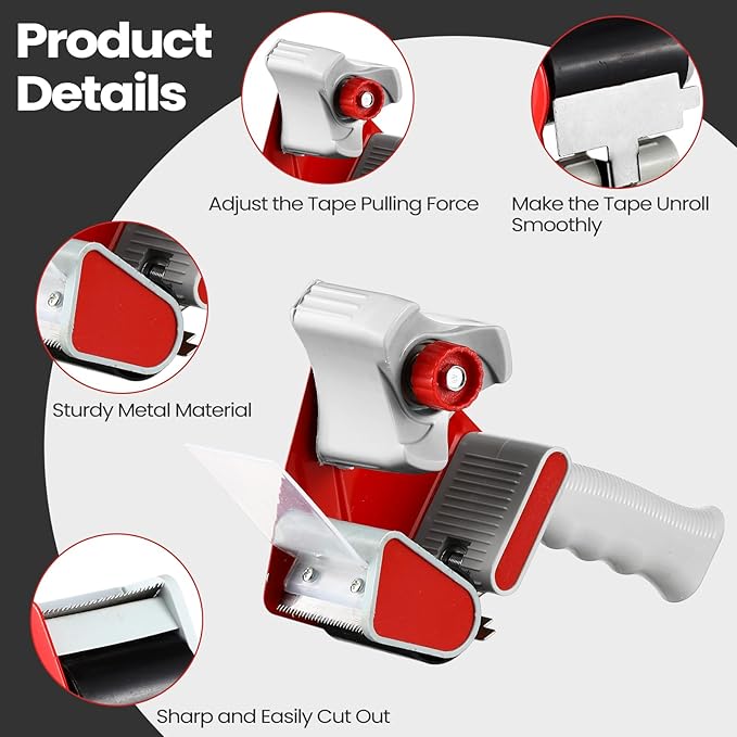 2 Pack Packing Tape Dispenser Gun with 12 Roll 2 Inch Packing Tape Gun 2.7 Mil Heavy Duty for Storing, Shipping, Moving, Carton and Box Sealing