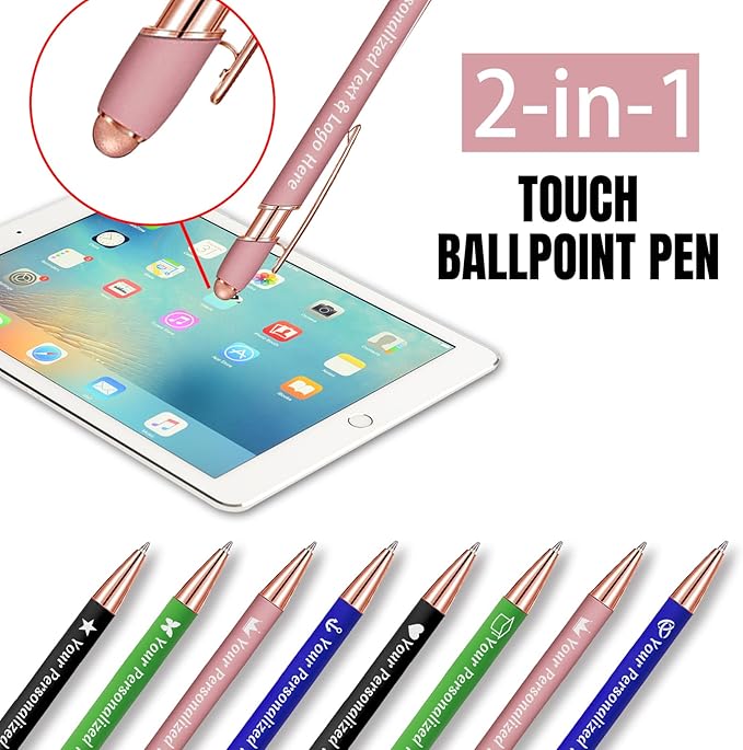 STREADVE 150 Personalized Custom Pens Engraved Writing Pen with Name Logo, Customized Promotional Items Stylus Pen Gifts for Men Women Realtor Nurse Wedding Business, Blue