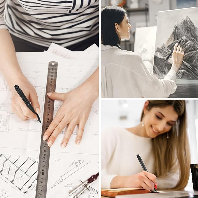 ASINNO 1.3 MM Mechanical Pencil, Weatherproof 2B Dark Lead, Heavy Duty Mechanical Pencil Woodworking Pencils with 20 Lead Refills and 4 Erasers, for Outdoor Marking Drafting Drawing Sketching