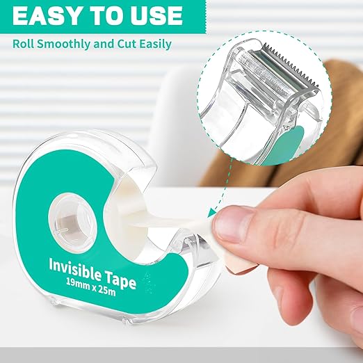 Invisible Clear Tape Bulk with Dispenser, 6 Pack Transparent Tapes Frosted Writable, Bulk Tape Rolls 7/10 X 1000 Inches School Home Office Supplies for Gift Paper Wrapping, Art Craft, Labeling