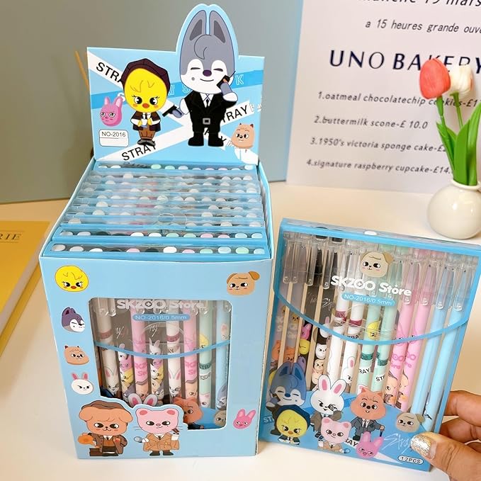 YiYiXiXi 12PCS STRAY-KZOO Pens Ballpoint Gel Pen STRAY-KZOO Merch Office Supplies for Gifts(Colorful)