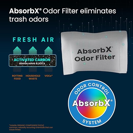 iTouchless Official Trash Can Deodorizer AbsorbX 3-Pack All Natural Activated Charcoal Odor Absorber Stops Garbage Smells, Compost Bin Filter Air Freshener for 8 Gal & Larger Trashcan with Compartment