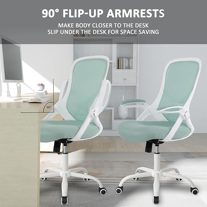 HYLONE Office Chair Ergonomic Desk Chair with Adjustable Armrests, Mesh Executive Chair, Home Office Computer Chairs for Long Hours(Blue)