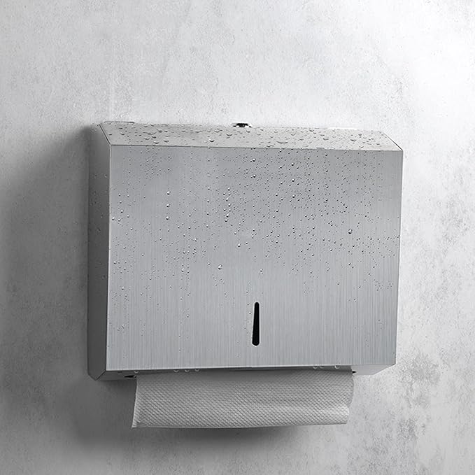 Comercial Paper Towel Dispenser Wall Mount, Stainless Steel Hand Towel Dispenser with Lock, Trifold/C Fold Paper Towel Holder for Bathroom Kitchen Office Public Places, Large Capacity Tissue Holder