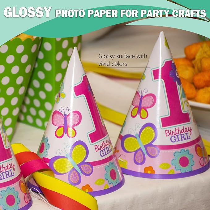 36lb Glossy Photo Paper, 11x17, Tabloid Size, Thin Glossy Photo Paper for Chip Bags, 100 Pack