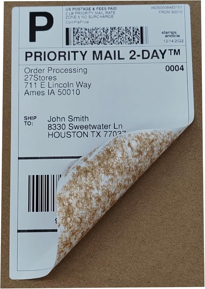 4x6 (100x150mm) Fanfold Direct Thermal Shipping Labels (8 Stacks | 4000 Labels)