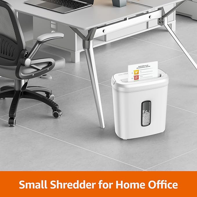 Amazon Basics Cross Cut Paper and Credit Card Shredder for Security - 8-Sheet, Heavy Duty, White