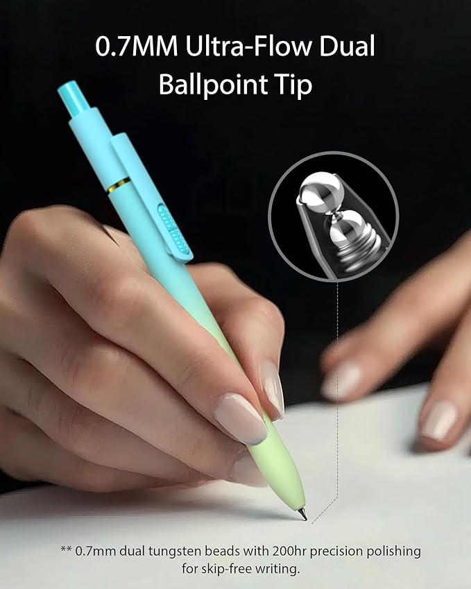 8pc Gel Pens, 0.7mm Black Ink, Medium Tip - Fast-Dry, No Bleed, Gradient Colors for Office & School