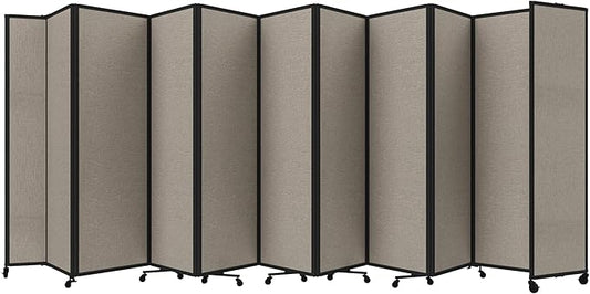 Versare Room Divider 360 Portable Wall Partition | Folding Panels | Large Freestanding Divider | Locking Wheels | Temporary Room Separator