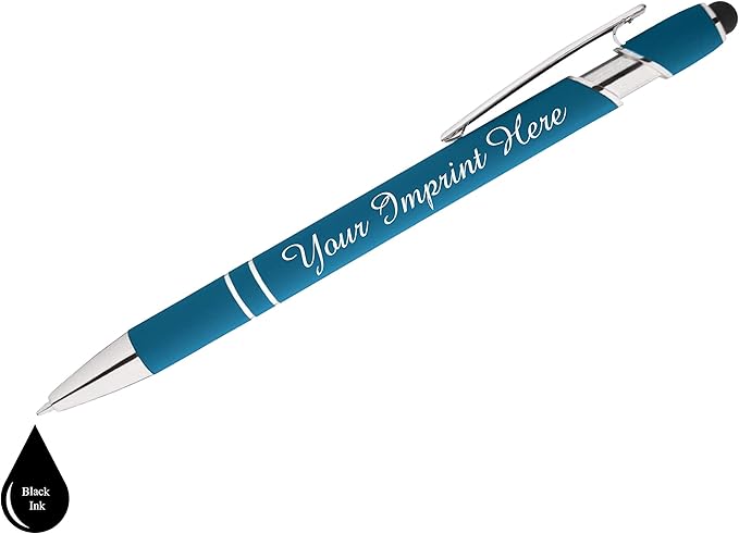 Up to 500 Pcs Custom Pens Bulk | Rainbow of Colors | Soft-Touch Metal Black Ink Personalized with Name or Message (Light Blue, 250 pcs)