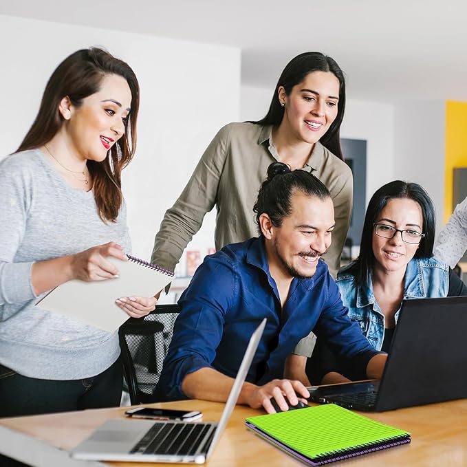 6 Pcs Legal Pad Top Spiral Bound Notebook 70 Sheets Wirebound Notepad Double Sided Ruled Memo Steno Book with Stiff Back Cover for Business(8.5 x 11 Inches,No Holes,Bright Colors)