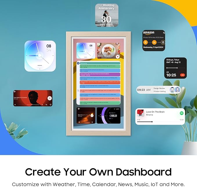ApoloSign Digital Calendar: Electronic Calendar, Smart Touchscreen Interactive Display for Chore Chart, Family Schedules Planner, Supports All Apps via Google Play (Yellow, 21.5-inch)