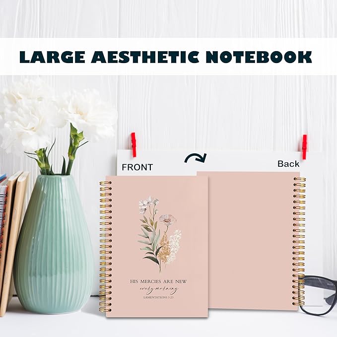 BearCake Orange Bible Christian Journals Floral Notebooks for Women Note Taking,Prayer Journal for Women, His Mercies are New Every Morning,Bible Study Journal for Women 5.5x8.3