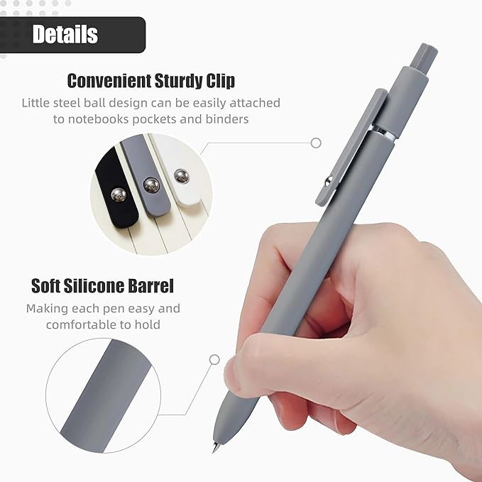 KALARA Aesthetic Gel Ink Pens, 0.5mm Fine Point for Smooth Writing, 6 Pens, No Smear & Bleed Quick Dry, Retractable, Ideal for Journaling and Note-Taking, Stylish Office and School Supplies