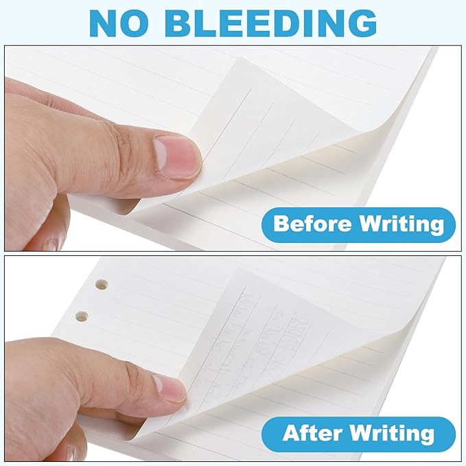 PATIKIL A5 Ruled Refills Inserts 6-Ring Binder Loose Leaf Planner Filler Paper Planner Inserts, 160 Sheets/320 Pages, Lined, White