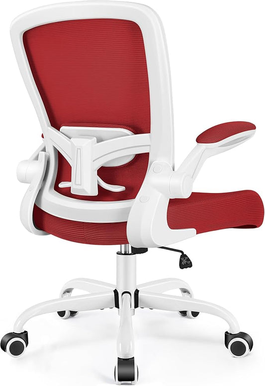 FelixKing Office Chair, Ergonomic Desk Chair Breathable Mesh Chairs with Adjustable High Back Lumbar Support Flip-up Armrests, Executive Swivel Comfy Task Computer Chairs for Home Office Fire Brick