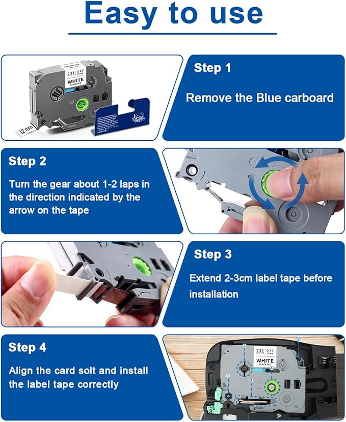 3-Pack Tze 12mm 0.47 Inch Laminated White on Black Compatible with P Touch Label Tape TZ TZe-335 TZe335 Refills for Ptouch PT-H110 D200 D210 D220 D400 PT-D600 Label Maker