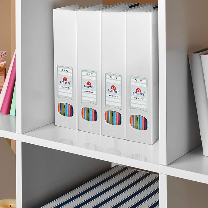 Acrimet Magazine File Holder, Durable Rack, Space-Saving Organizer (Plastic) (White Color) (2 pack)