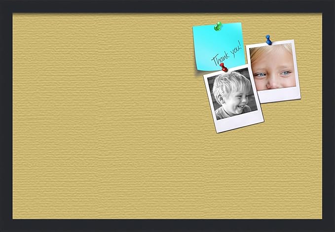 PinPix 24x16 Inch Cork Bulletin Board. This Decorative Framed Pin Board Comes with Honey Pastel Design and a Satin Black Frame. Ideal for Home Office Decor or Message Board (PinPix-1810)