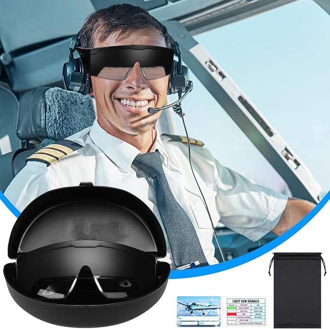 Aviation Flight Training Glasses Adjustable View Limiting Goggles Device with Glasses Box and Tag(Black)