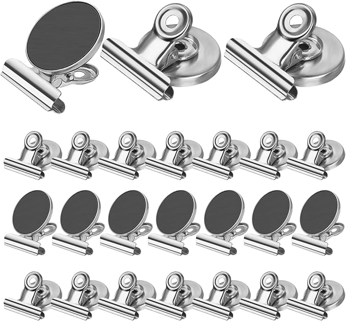 Grtard 24pack Magnetic Clips Heavy Duty, Magnet Clips for Fridge, Refrigerator Magnets, Strong Magnetic Clip,Scratch Free Magnets with Clip for Refrigerator, Whiteboard, Classroom, Locker