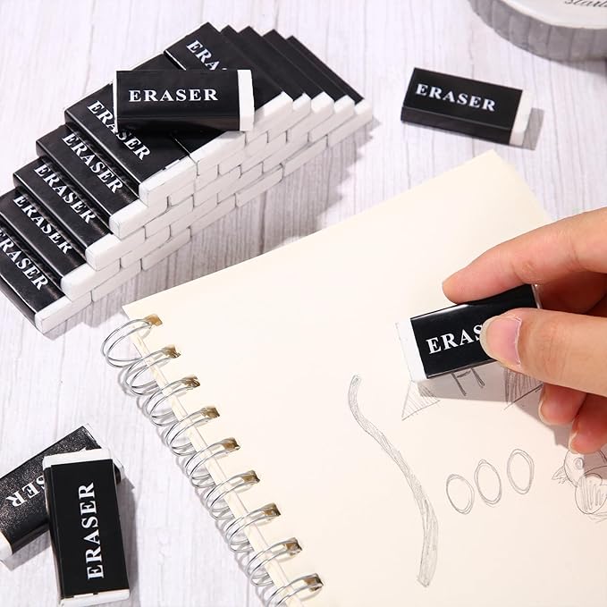 144 Pieces White Pencil Erasers Bulk Soft Art Erasers Pencil Erasers Large Rubber Erasers for Drawing Kids Student Artist Office Home Classroom Writing 1.8 x 0.8 x 0.3 Inch