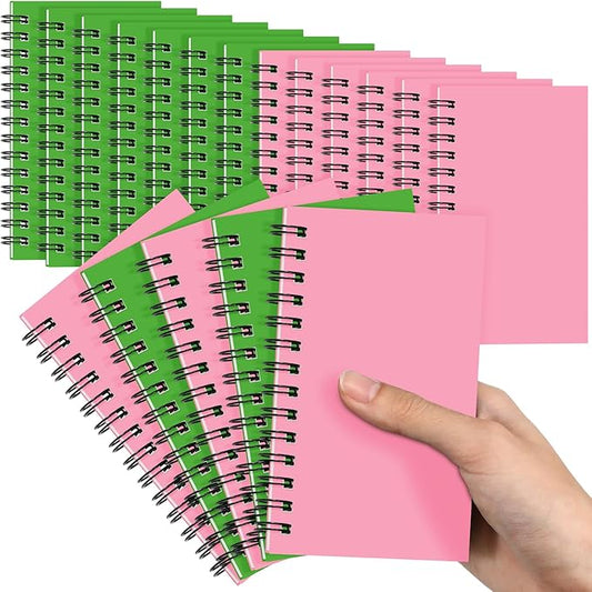 Jutom 18 Pcs Small Spiral Notebooks Memo Pads 3x5 Bulk Small Pocket Notebooks Mini Notepads with Lined Pages Mini Journals for Office Back to School Work Writing Supplies, 120 Pages (Pink Green)