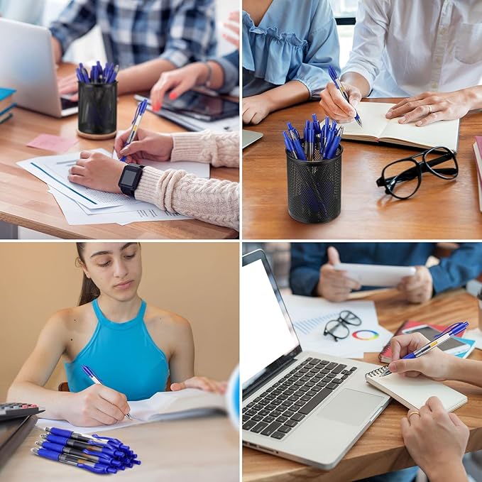 Jetec 500 Pcs Premium Gel Roller Pens Bulk, Fine Point 0.7 mm, Retractable Gel Ink Roller Ball Pens for Writing Journaling Taking Notes Office (Blue)